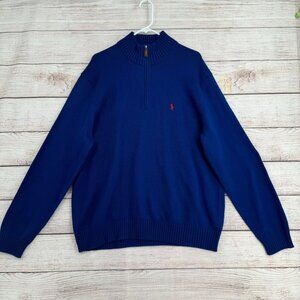 Polo Ralph Lauren 1/4 Zip‎ Mock Neck Pullover Sweater Men's Size XL Blue